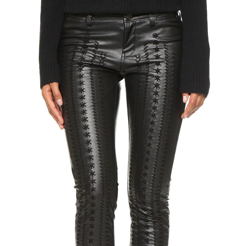 Blank NYC black leather pants with lace up legs 27